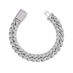 10-20mm Moissanite-Encrusted Cuban Link Bracelet