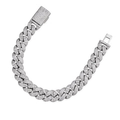 10-20mm Moissanite-Encrusted Cuban Link Bracelet