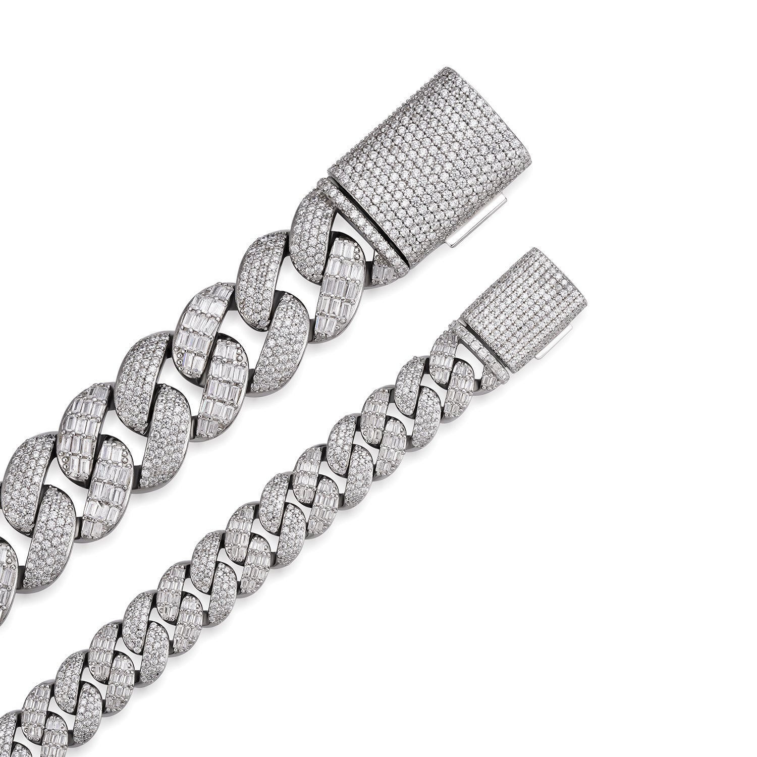 10-20mm Moissanite-Encrusted Cuban Link Bracelet