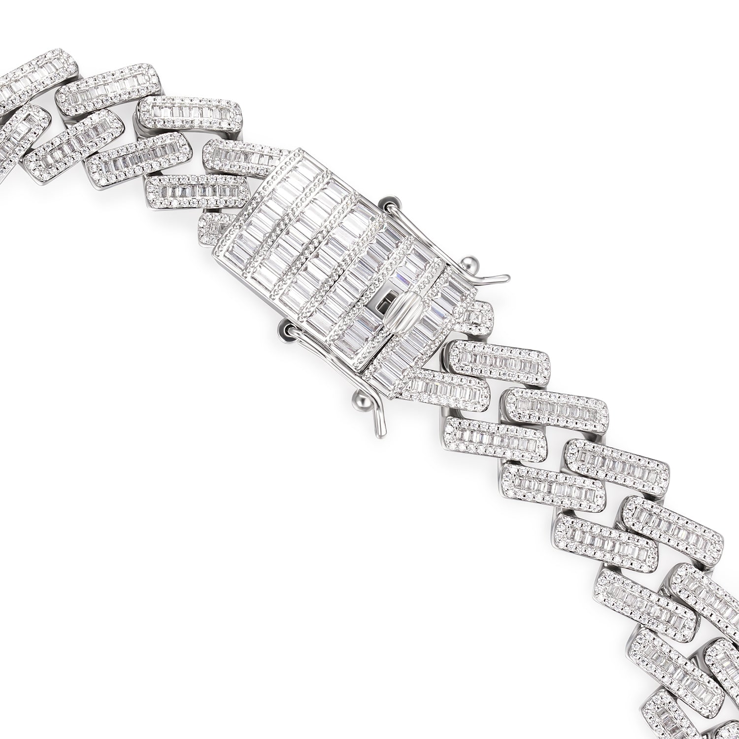 925 Sterling Silver Baguette Iced Out Cuban Link Chain - 22mm