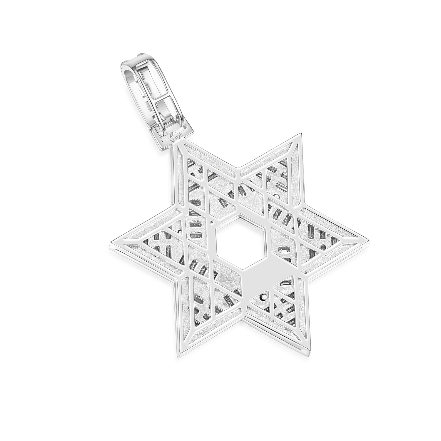 Baguette-Cut Star of David Pendant with VVS Moissanite Stones