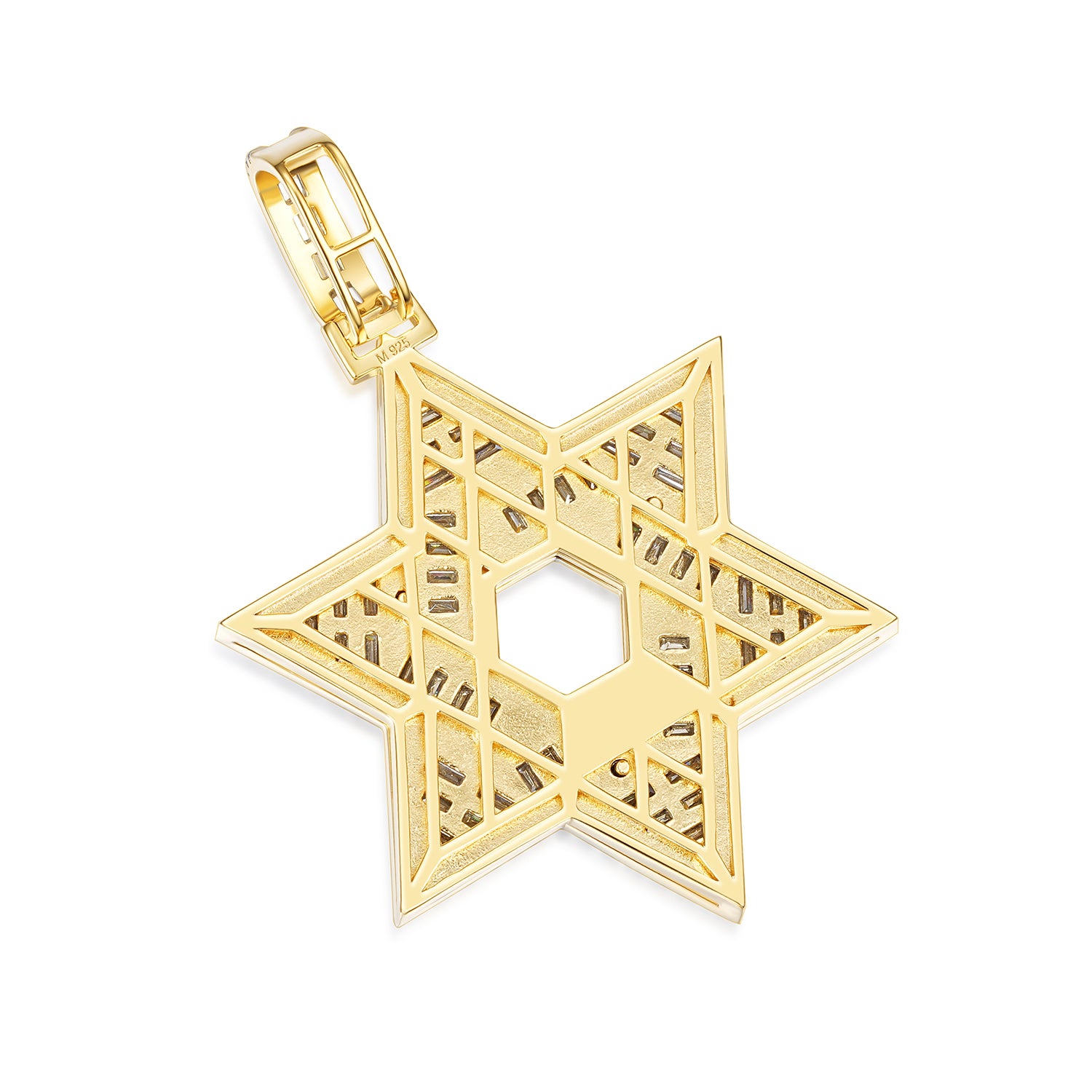 Baguette-Cut Star of David Pendant with VVS Moissanite Stones