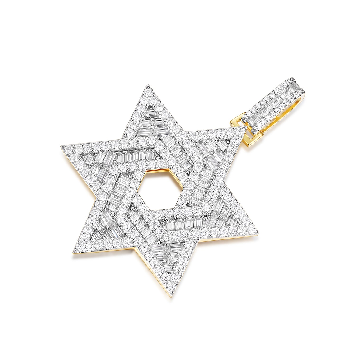 Baguette-Cut Star of David Pendant with VVS Moissanite Stones