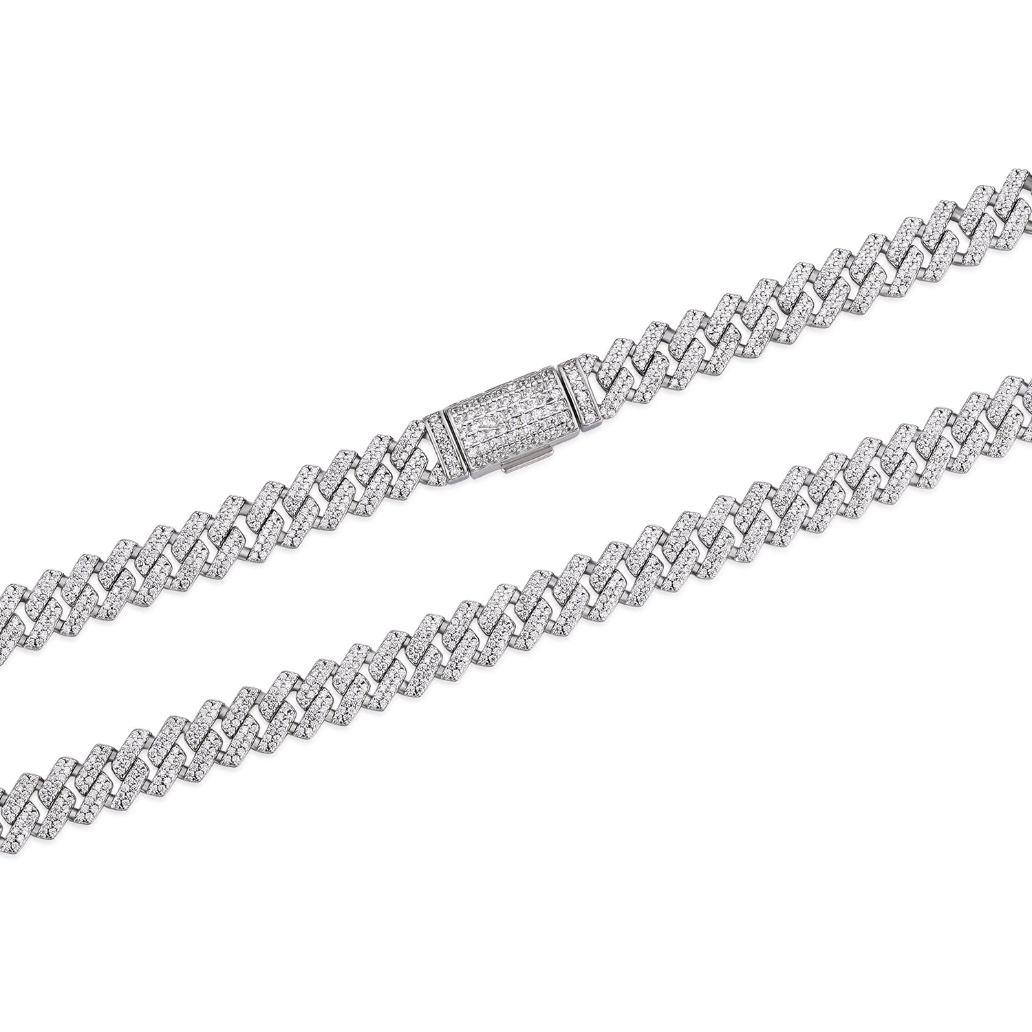 Classic Moissanite Cuban Chain  10mm Width Iced Out Finish