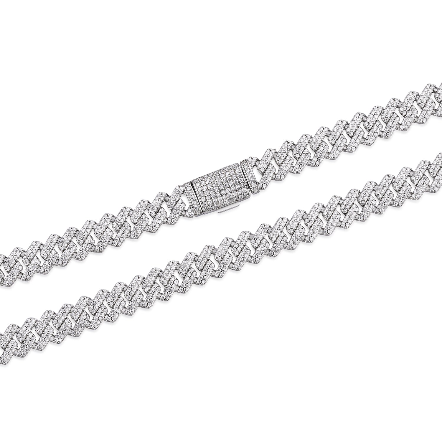 Classic Moissanite Cuban Chain  10mm Width Iced Out Finish