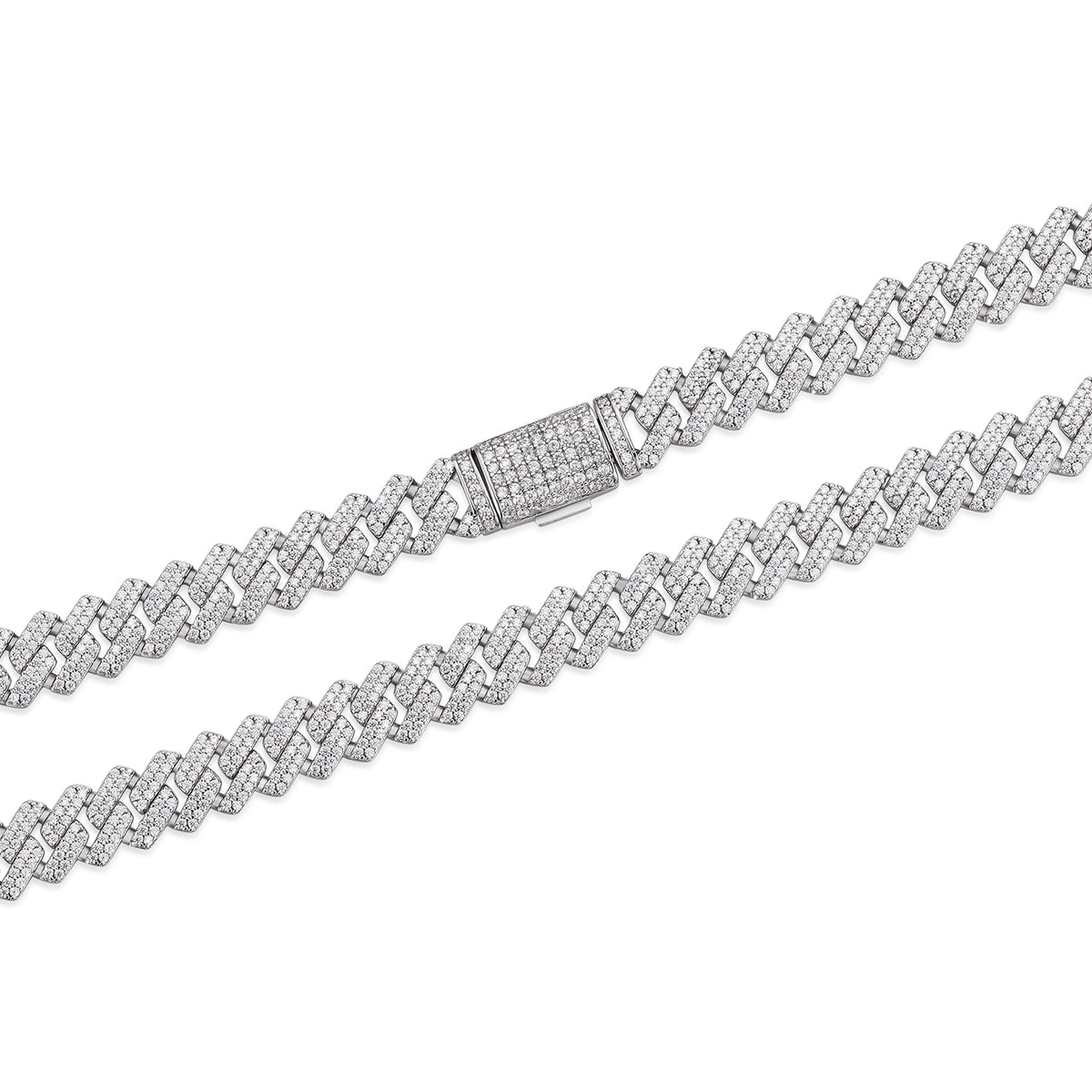 Classic Moissanite Cuban Chain  10mm Width Iced Out Finish