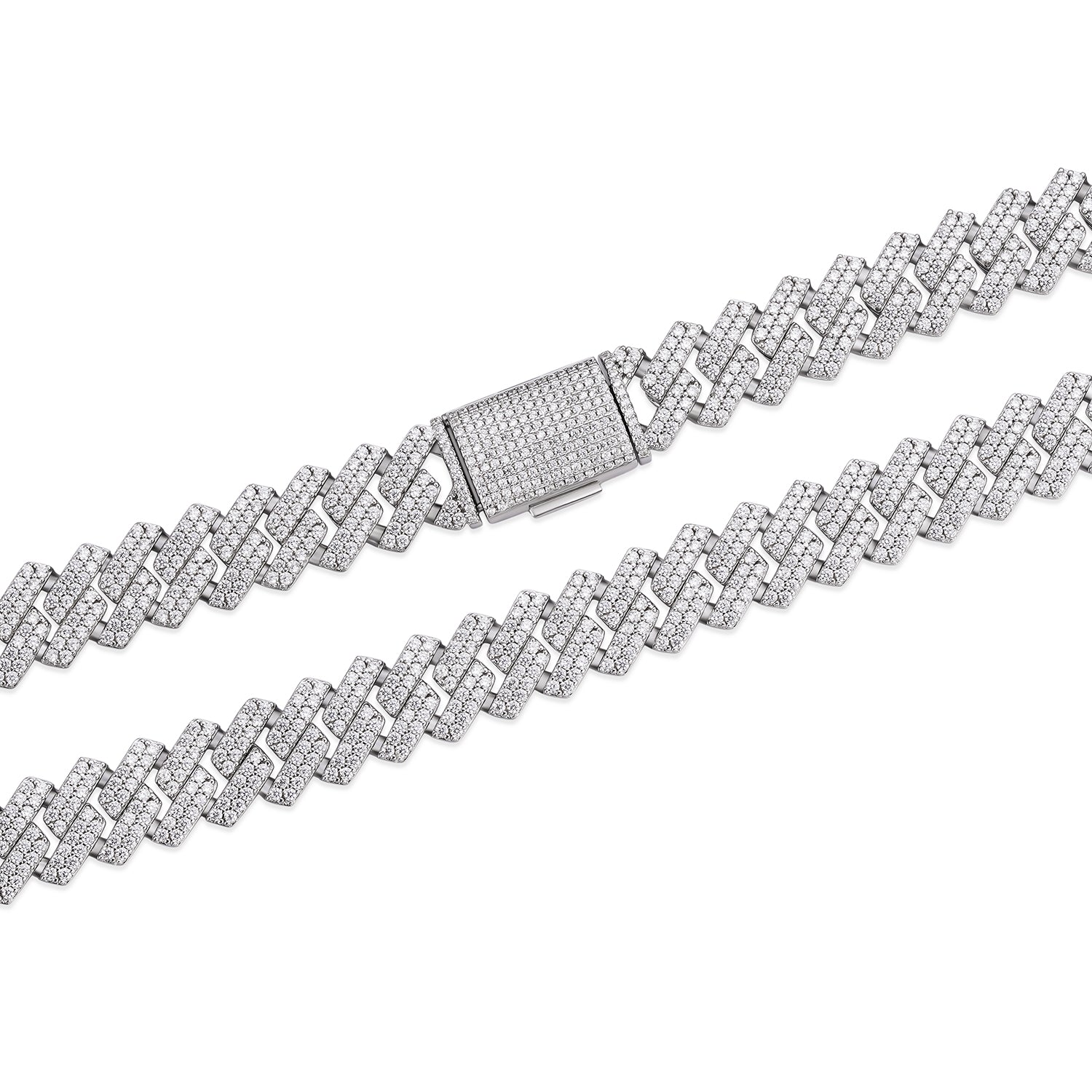 Classic Moissanite Cuban Chain  10mm Width Iced Out Finish