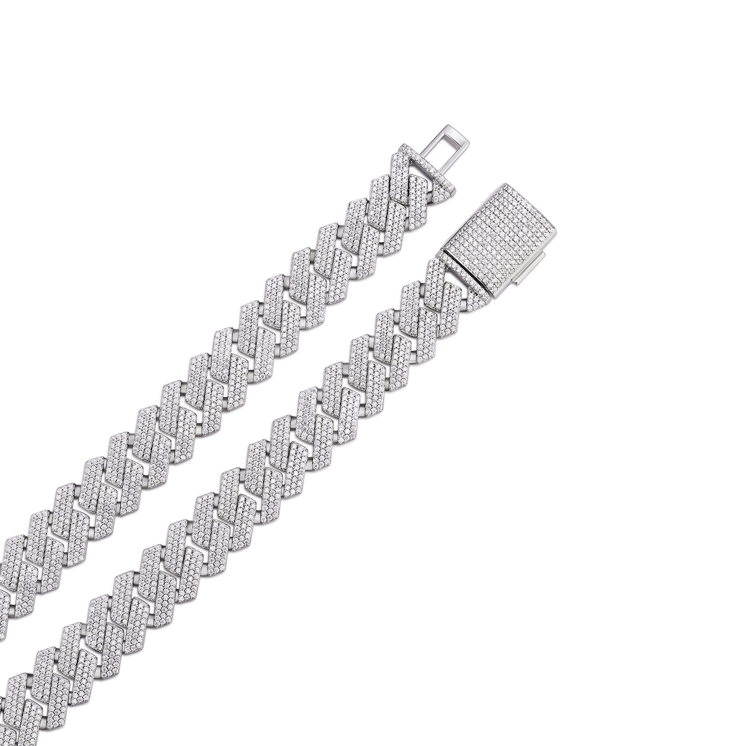 Classic Moissanite Cuban Chain  10mm Width Iced Out Finish