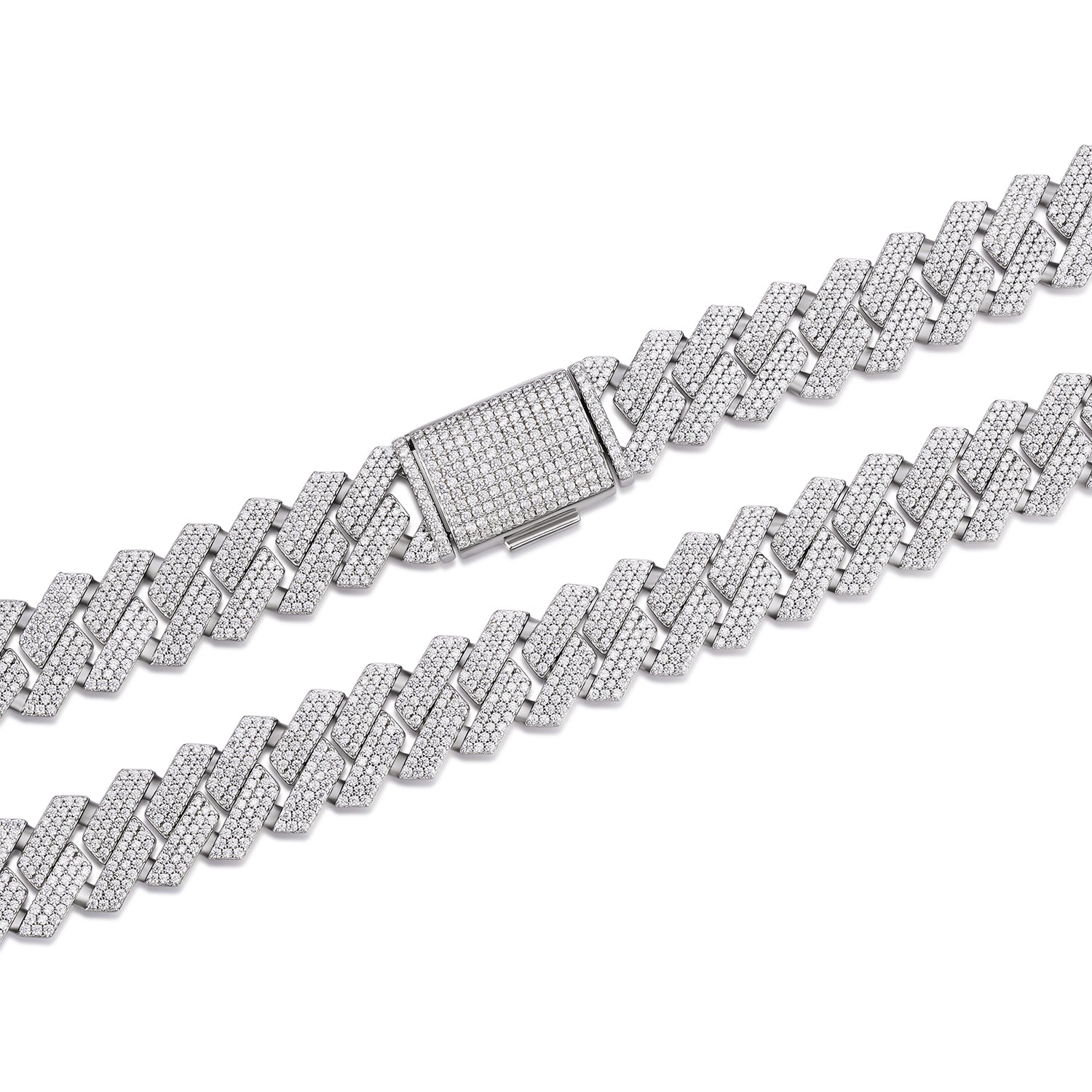 Classic Moissanite Cuban Chain  10mm Width Iced Out Finish