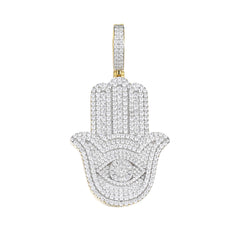 Hamsa Evil Eye Moissanite Pendant - Symbol of Protection