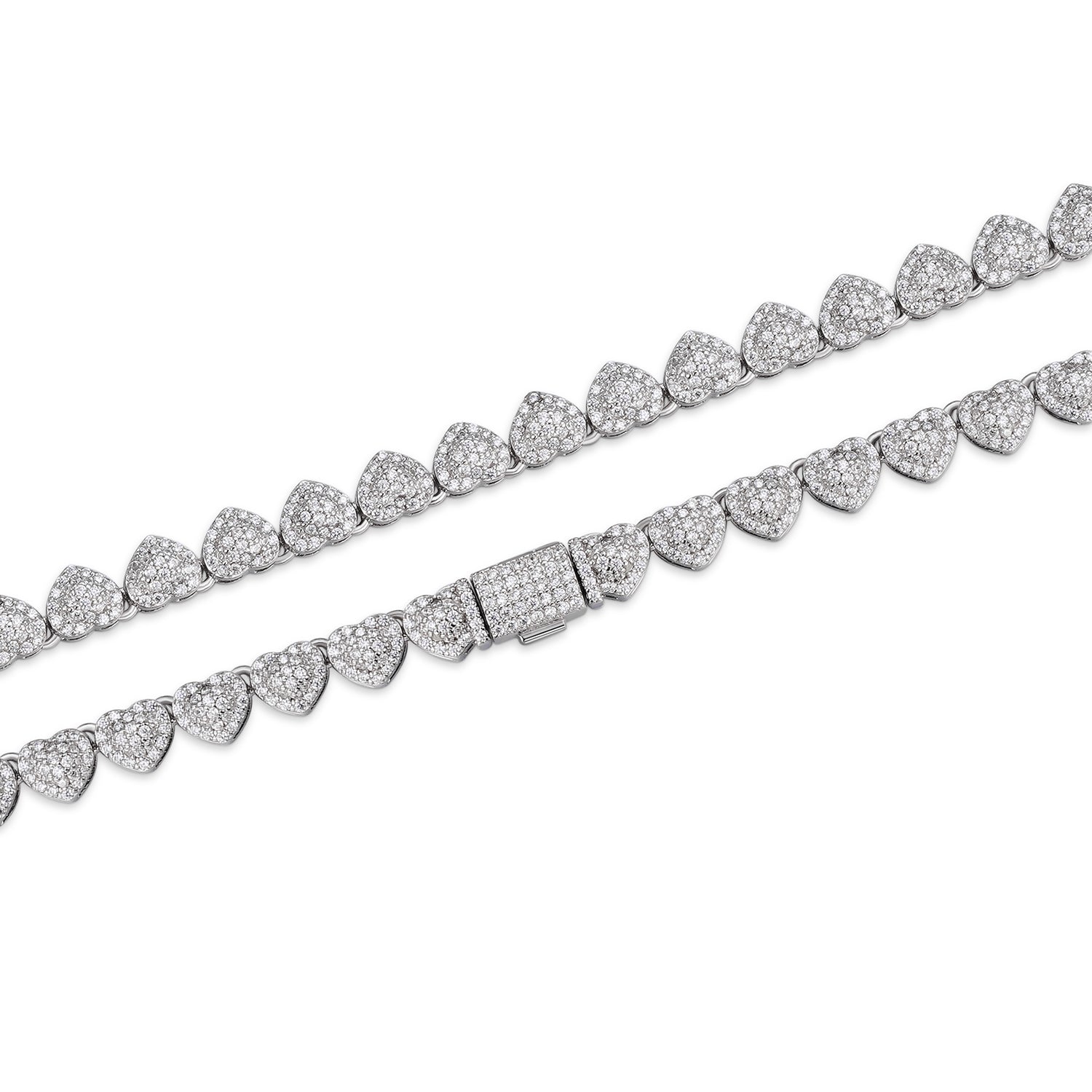 Heart Link Moissanite Necklace with VVS Clarity