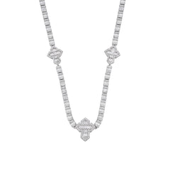 Iced-Out Baguette Moissanite Necklace with Cross Links