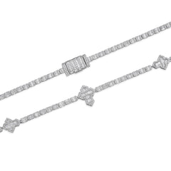 Iced-Out Baguette Moissanite Necklace with Cross Links