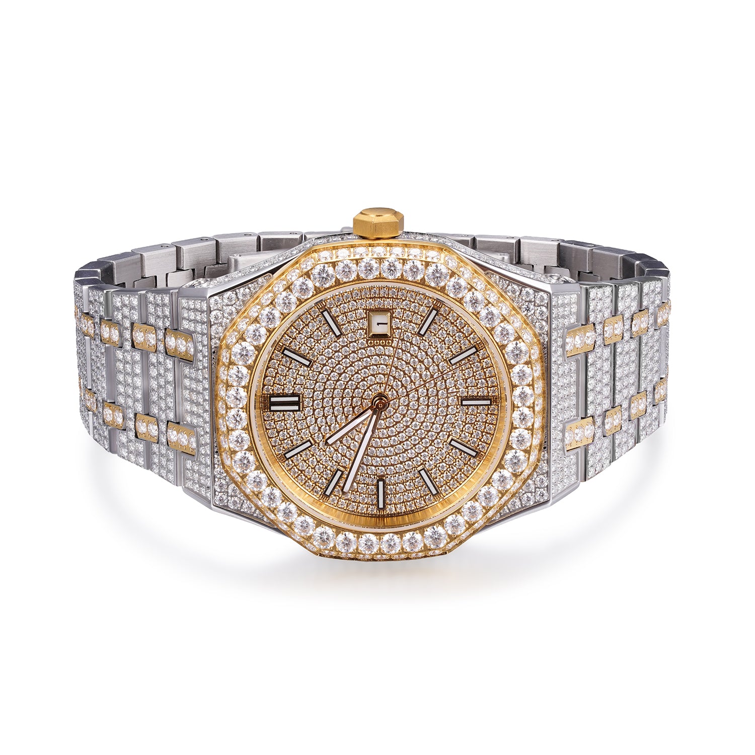 Luxury Full Moissanite  Diamond Mechanical Watch 44MM 14k Gold Iced Out