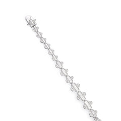 Real Moissanite 925 Silver 12mm Iced Baguette Clover Graduated Tennis Bracelet