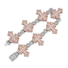 Two-Tone Cross Link Bracelet with VVS Moissanite